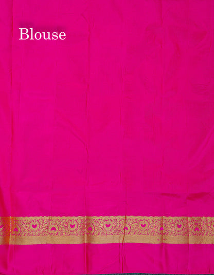 Pure Kanjivaram Silk Saree - Yellow Colour Body With Butta & Ganga Jamuna Border