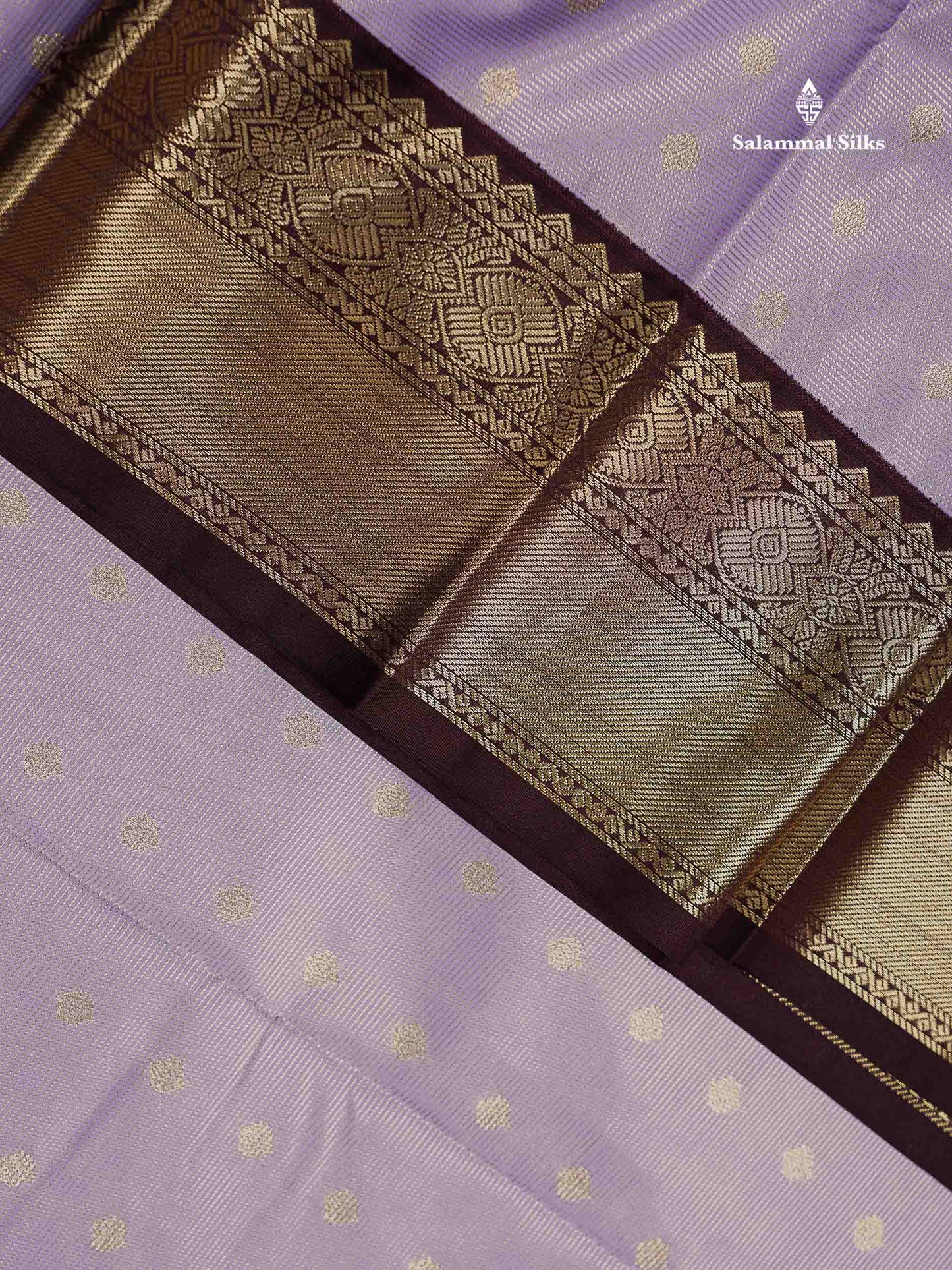 Semi Silk Saree - Mustard Yellow Butta With Vaira Oosi Lines Along With Contrast Dark Brown Traditional Border