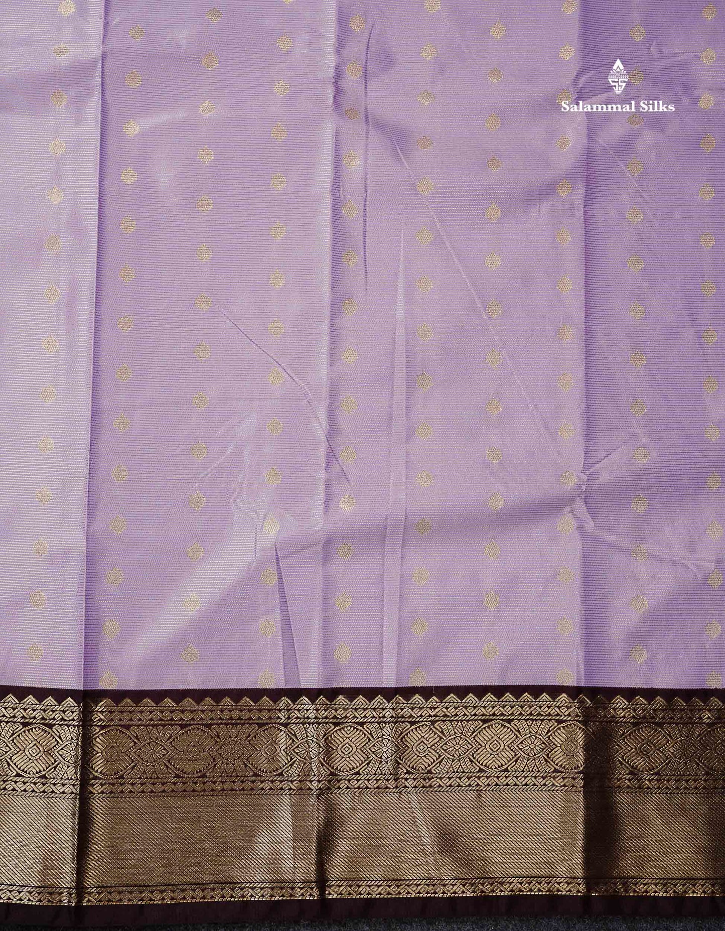 Semi Silk Saree - Mustard Yellow Butta With Vaira Oosi Lines Along With Contrast Dark Brown Traditional Border