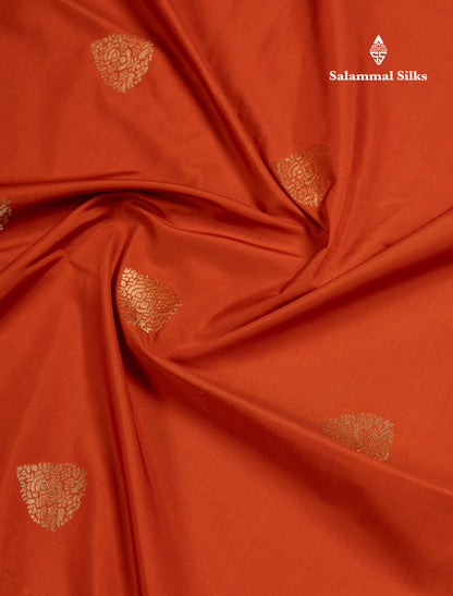 Beautiful Rust Orange Semi Silk Saree With Contrast Dark Brown Traditional Border
