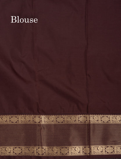 Beautiful Rust Orange Semi Silk Saree With Contrast Dark Brown Traditional Border