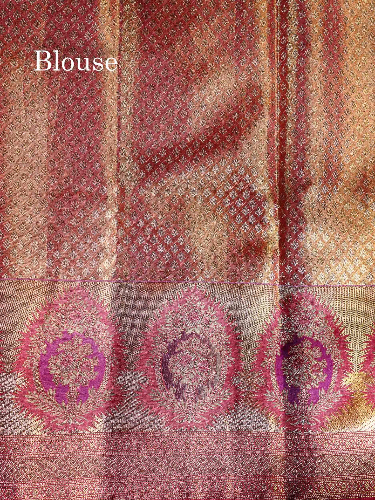 Beautiful Orange Tissue Bridal Pure Kanjivaram Silk Saree With Traditional Evening Morning Border