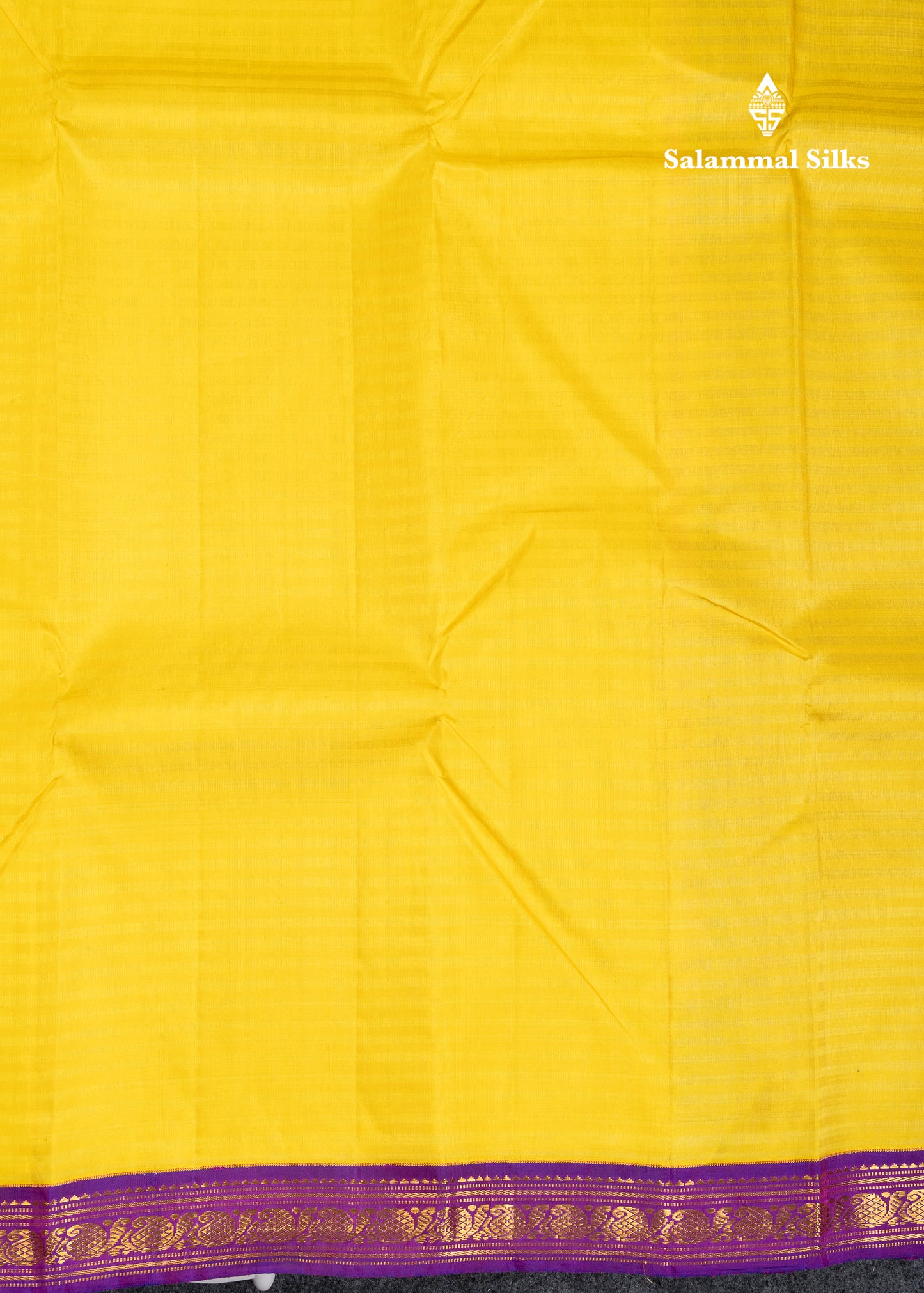 Beautiful Korvai Yellow Pure Kanjivaram Silk Saree With Contrast Small Vadamalli Traditional Border