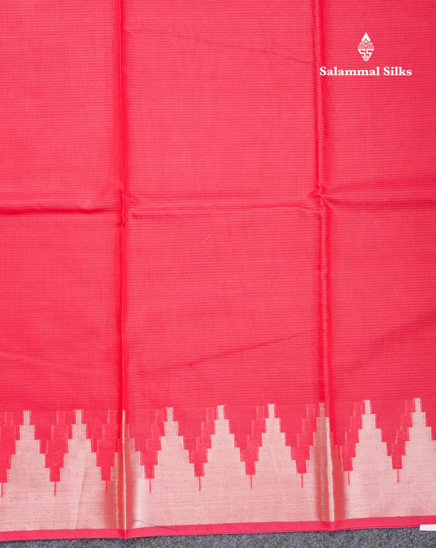 Reddish Pink Beautiful Horizontal Lines Cotton Mix Fancy Saree With Silver Zari Temple Border