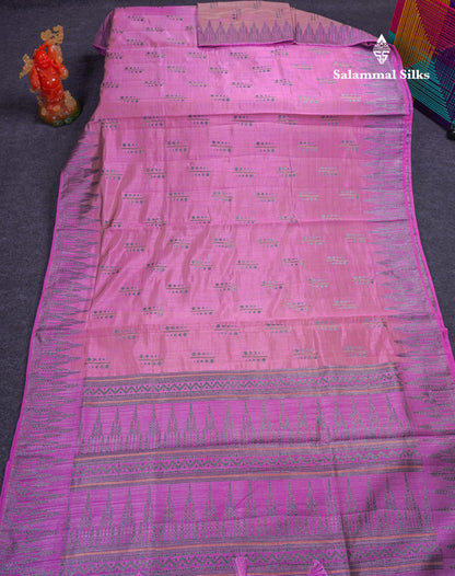 Beautiful Reddish Maroon Semi Raw Silk Saree With Fancy Border