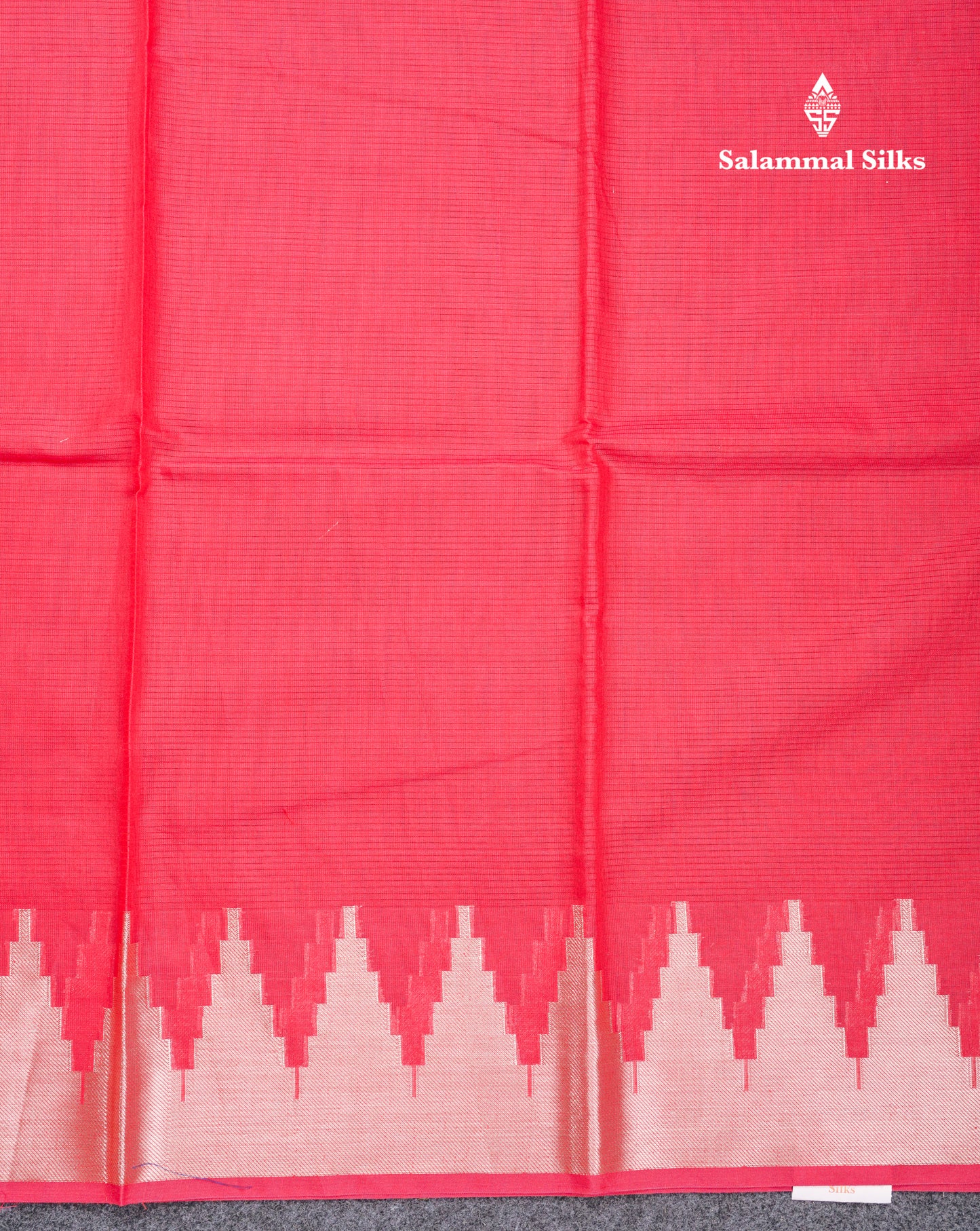 Reddish Pink Beautiful Horizontal Lines Cotton Mix Fancy Saree With Silver Zari Temple Border