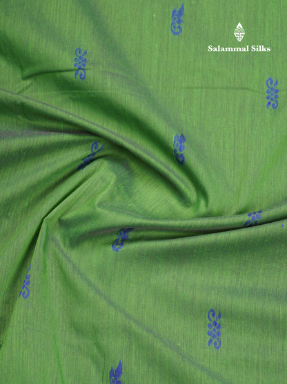 Green Kalyani Cotton Saree With Contrast Violet Border