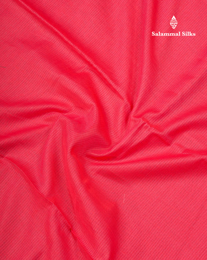 Reddish Pink Beautiful Horizontal Lines Cotton Mix Fancy Saree With Silver Zari Temple Border