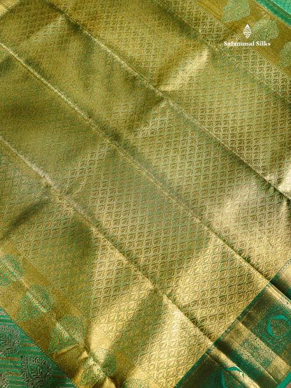 Neon Green Grand Puremix Silk Saree With Green Blouse