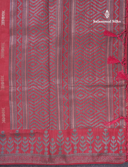 Beautiful Light Pink Semi Raw Silk Saree With Fancy Border