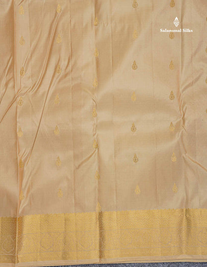 Pure Kanjivaram Silk Saree - Half White Colour Body With Zari Butta & Contrast Pink Blouse