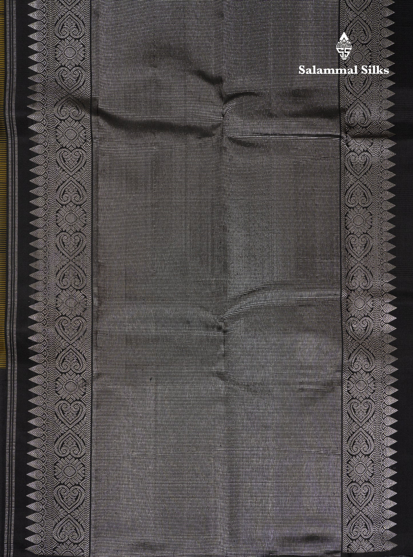 Beautiful Yellow & Black Tiny Checks Pure Kanjivaram Pure Silk Saree With Contrast Black Fancy Border