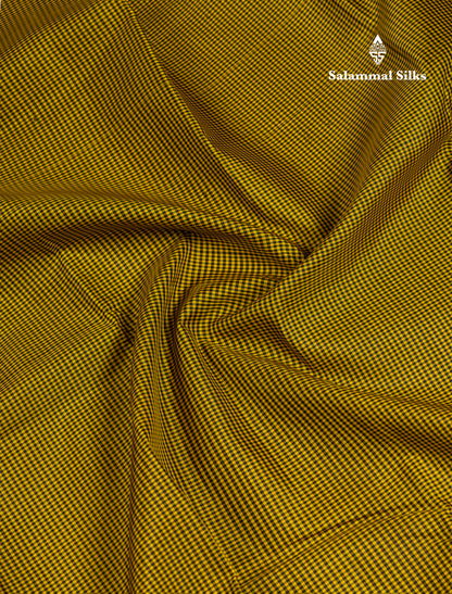 Beautiful Yellow & Black Tiny Checks Pure Kanjivaram Pure Silk Saree With Contrast Black Fancy Border