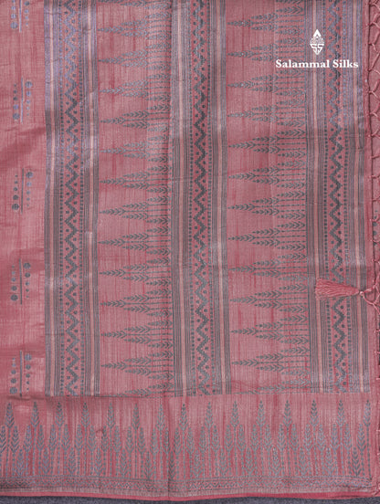 Beautiful Reddish Maroon Semi Raw Silk Saree With Fancy Border