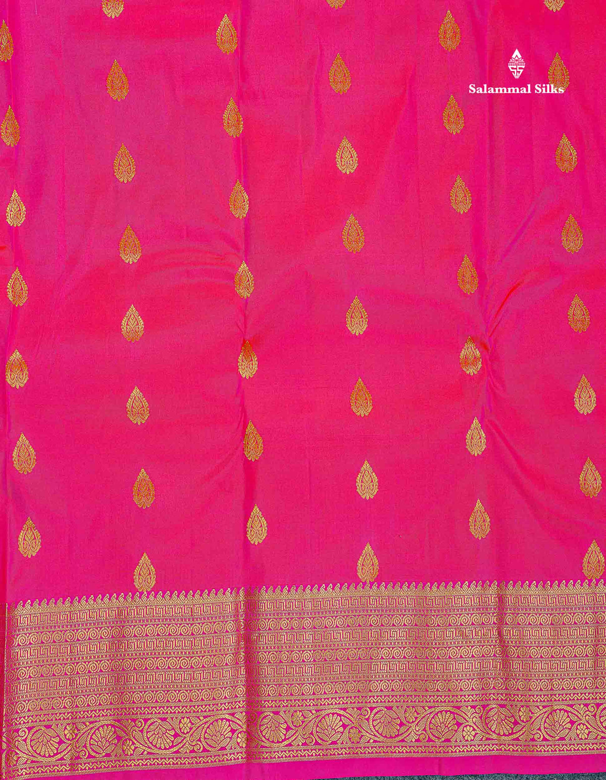 Pure Kanjivaram Silk Saree - Pink Colour Body With Butta & Contrast Magenta Pink Border
