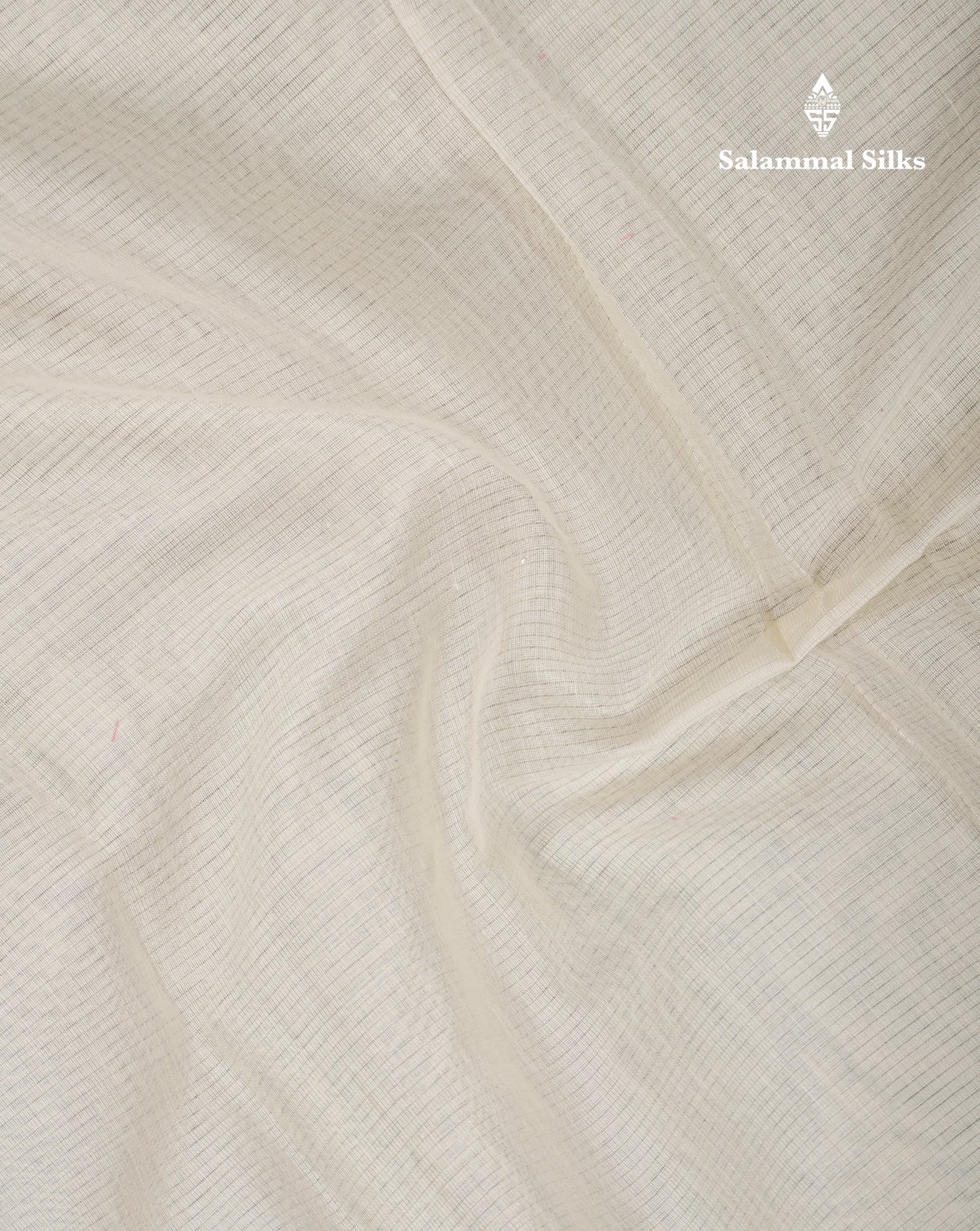 Half White Beautiful Horizontal Lines Cotton Mix Fancy Saree With Silver Zari Temple Border