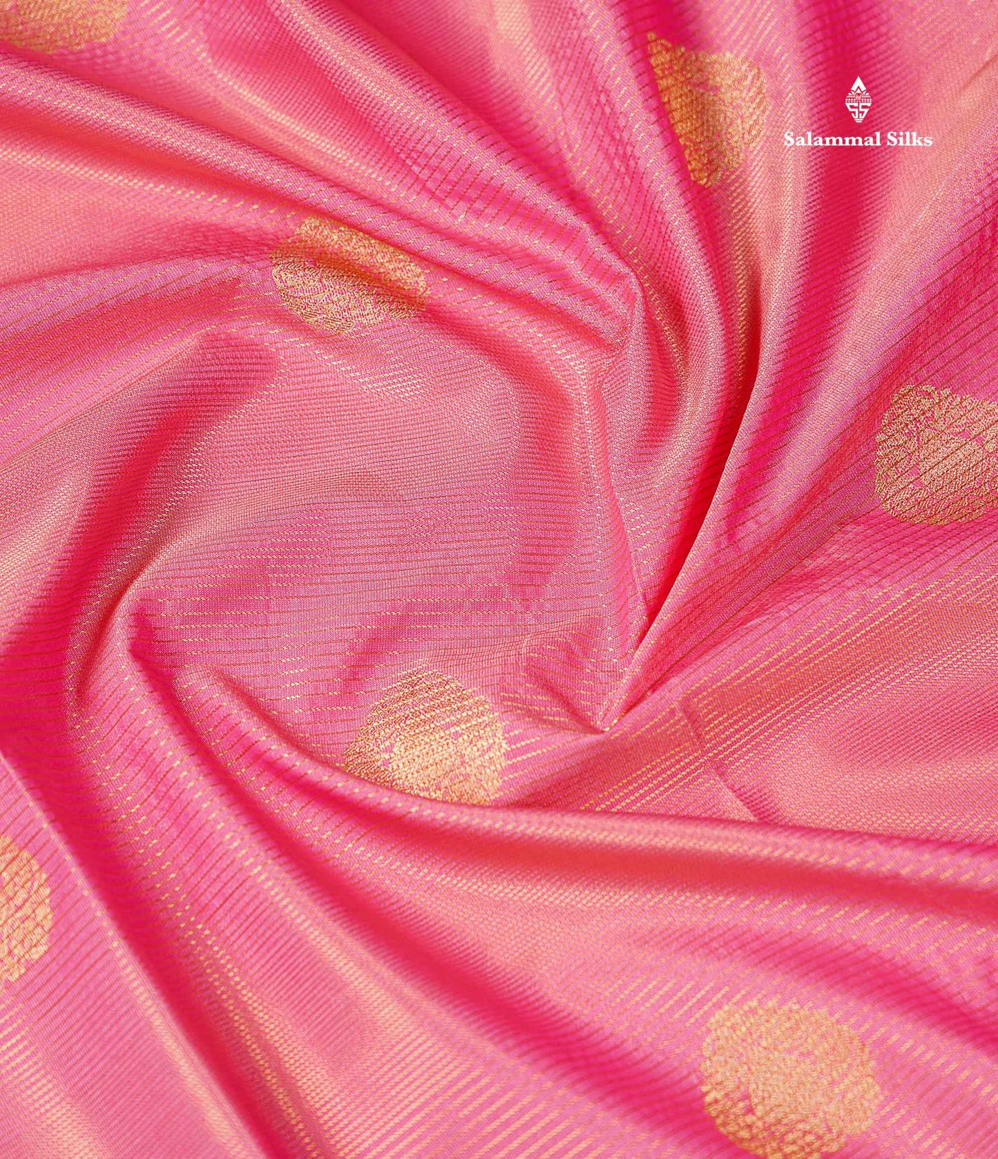 Onion Pink Alai Vaira Oosi Lines With Butta Semi Silk Saree With Contrast Dark Brown Traditional Gap Border