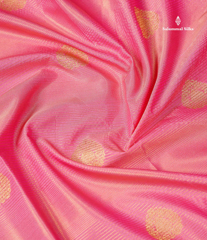 Onion Pink Alai Vaira Oosi Lines With Butta Semi Silk Saree With Contrast Dark Brown Traditional Gap Border