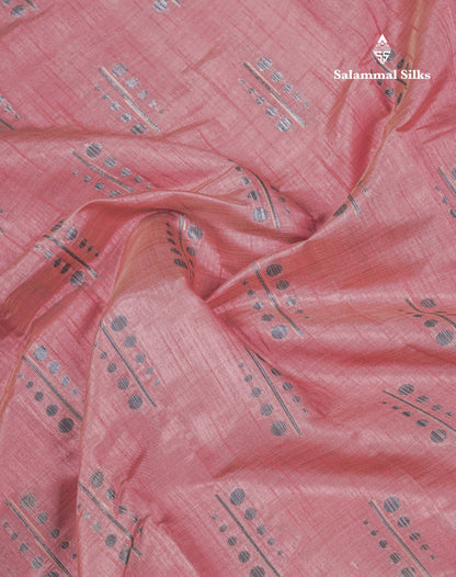 Beautiful Reddish Maroon Semi Raw Silk Saree With Fancy Border