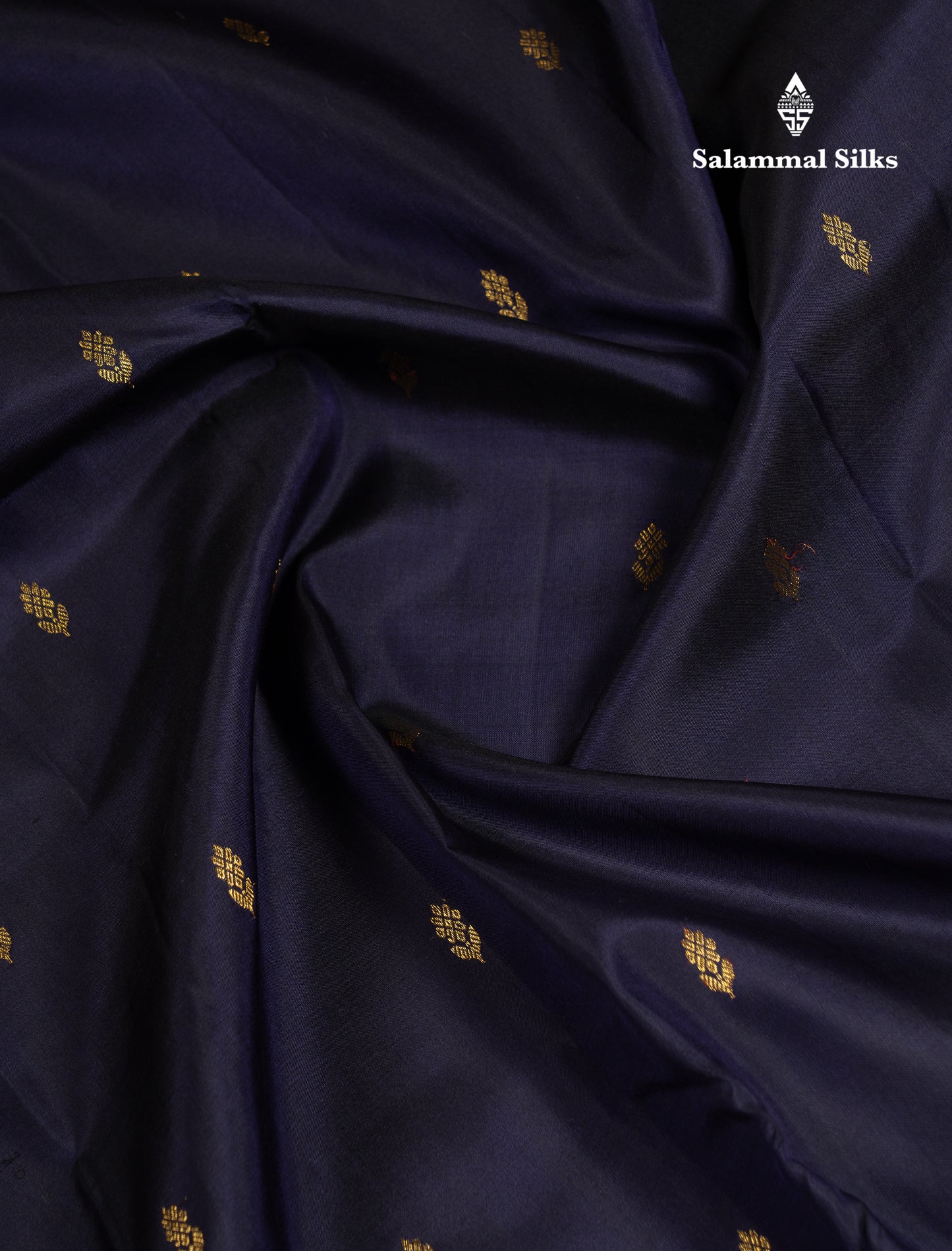 Beautiful Dark Navy Blue Pure Kanjivaram Silk Saree With Traditional Double Border