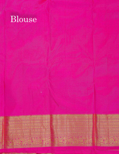 Pure Kanjivaram Silk Saree - Pink Colour Body With Butta & Contrast Magenta Pink Border