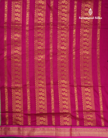 Pista Green Kalyani Cotton Saree With Contrast Pink Border