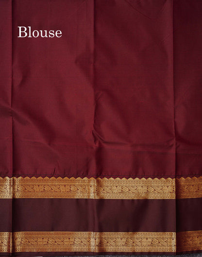 Onion Pink Alai Vaira Oosi Lines With Butta Semi Silk Saree With Contrast Dark Brown Traditional Gap Border
