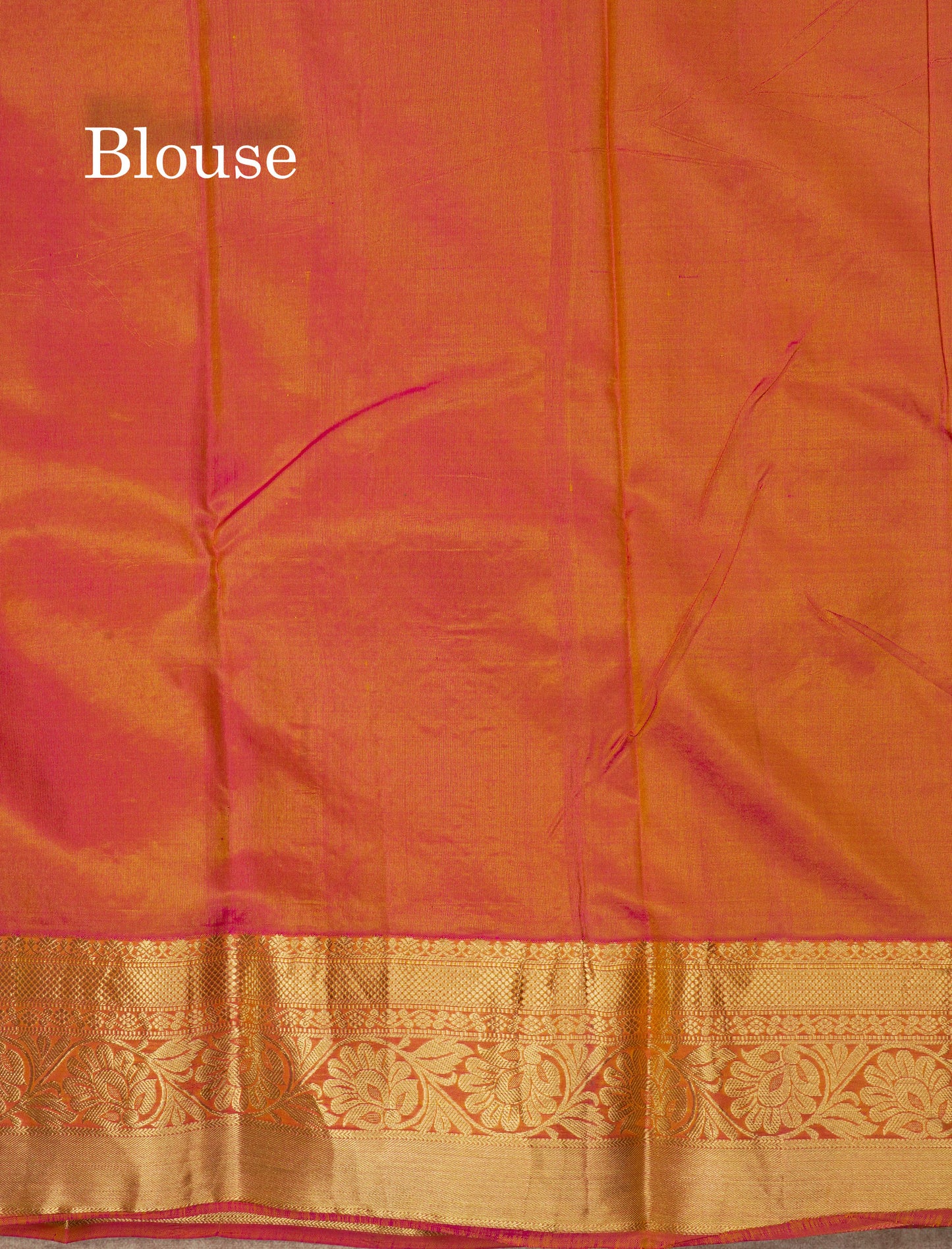 Manthulir Green Pure Kanjivaram Silk Saree With Contrast Peach Orange Border