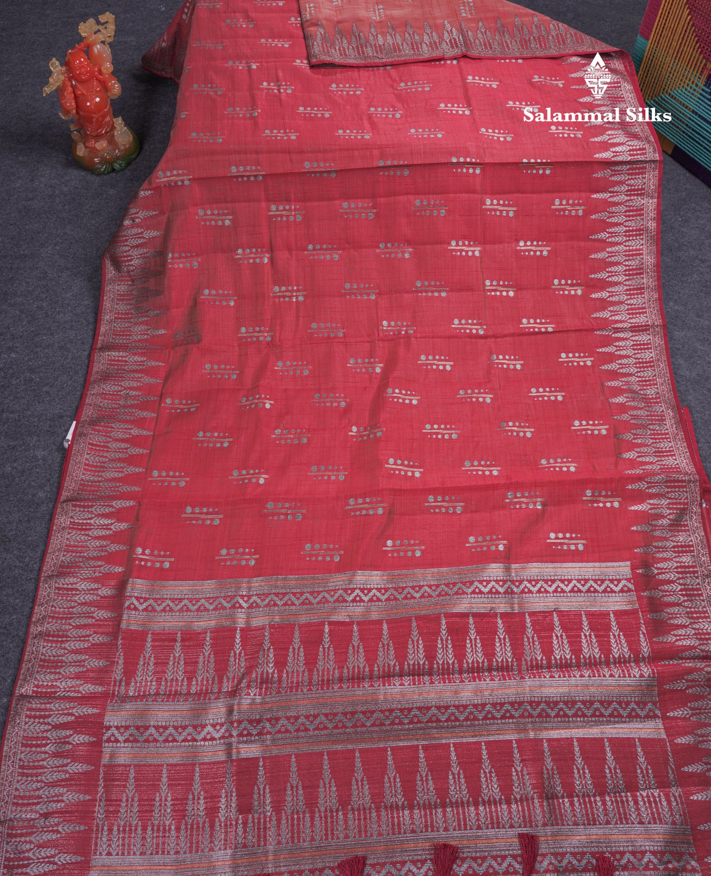 Beautiful Reddish Maroon Semi Raw Silk Saree With Fancy Border