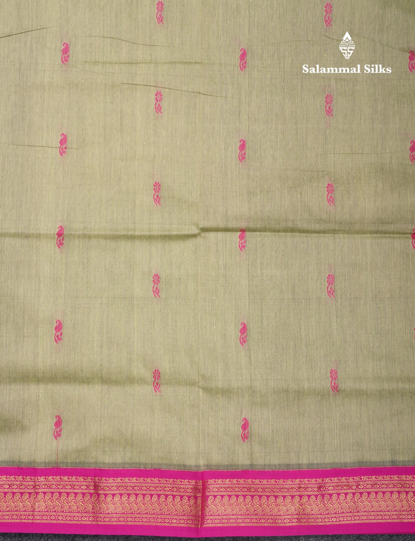 Pista Green Kalyani Cotton Saree With Contrast Pink Border