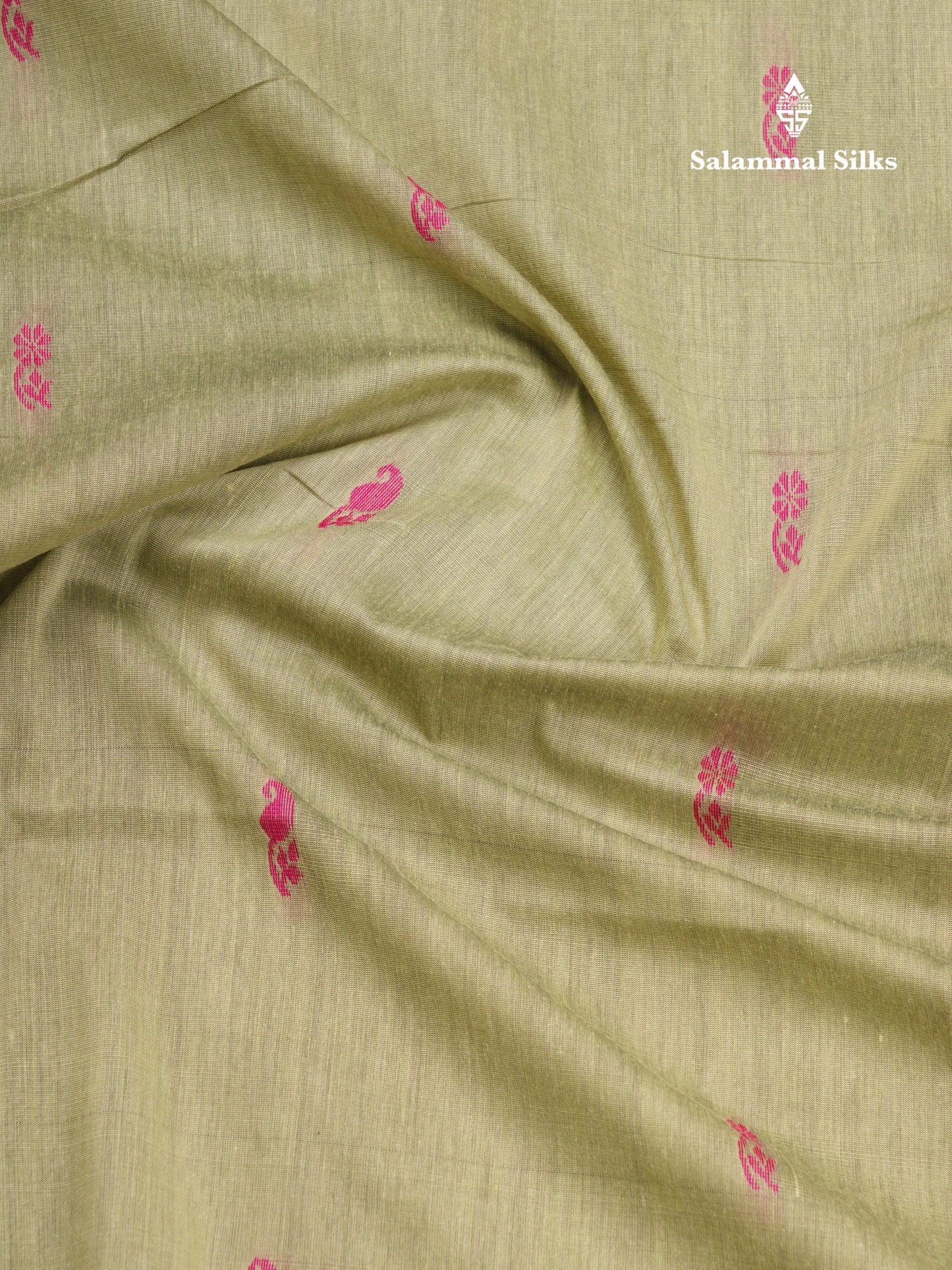 Pista Green Kalyani Cotton Saree With Contrast Pink Border