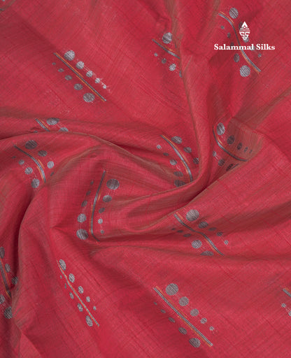 Beautiful Reddish Maroon Semi Raw Silk Saree With Fancy Border