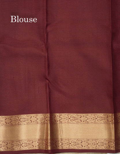 Dark Maroon Pure Kanjivaram Silk Saree With Gold Zari Border