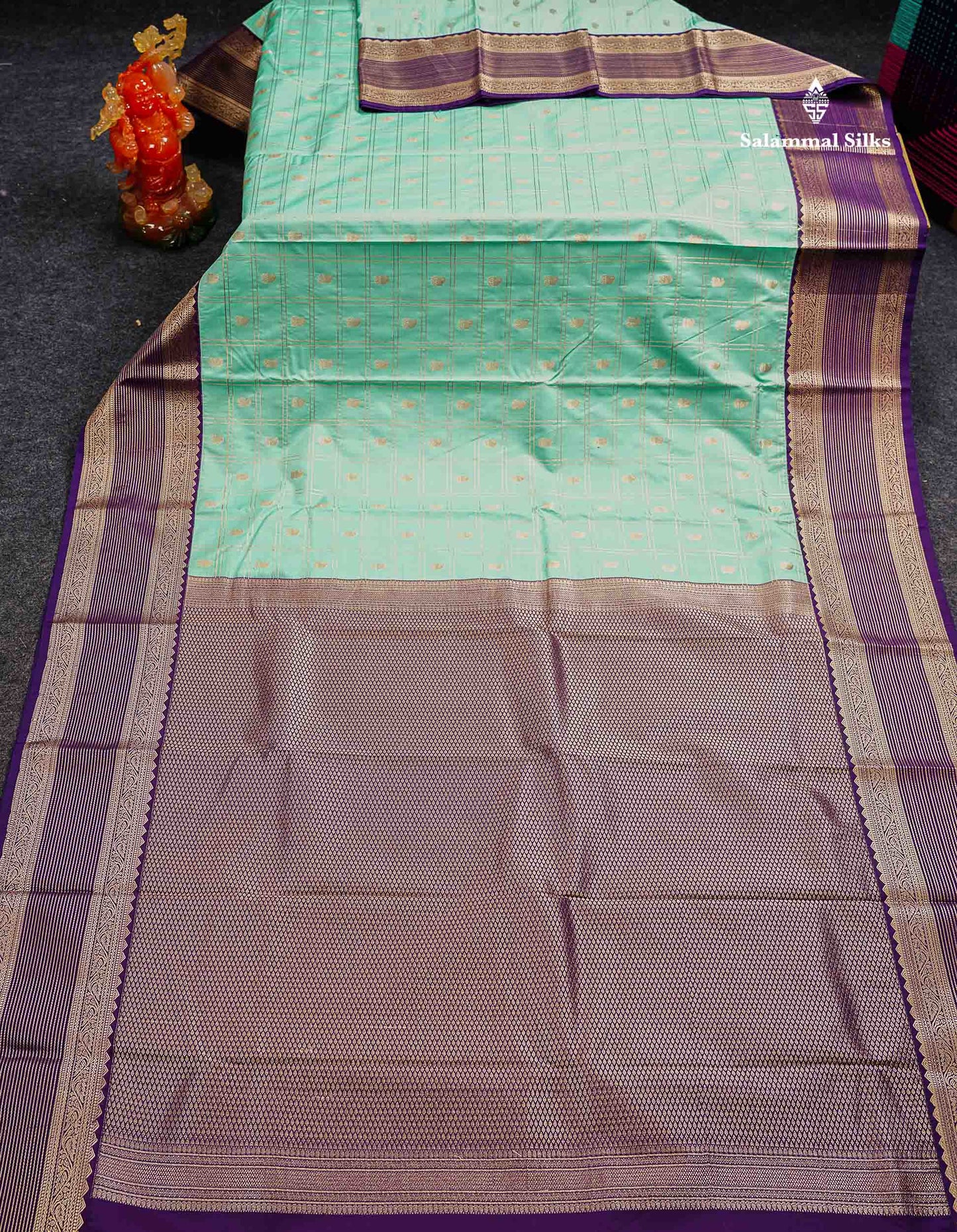 Light Rexona Zari Checks With Mango Butta Semi Silk Saree With Contrast Dark Maroon Traditional Border