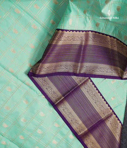 Light Rexona Zari Checks With Mango Butta Semi Silk Saree With Contrast Dark Maroon Traditional Border