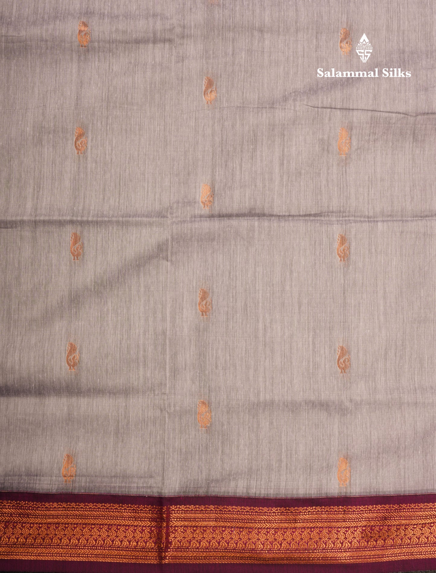 Grey White Kalyani Cotton Saree With Contrast Magenta Border