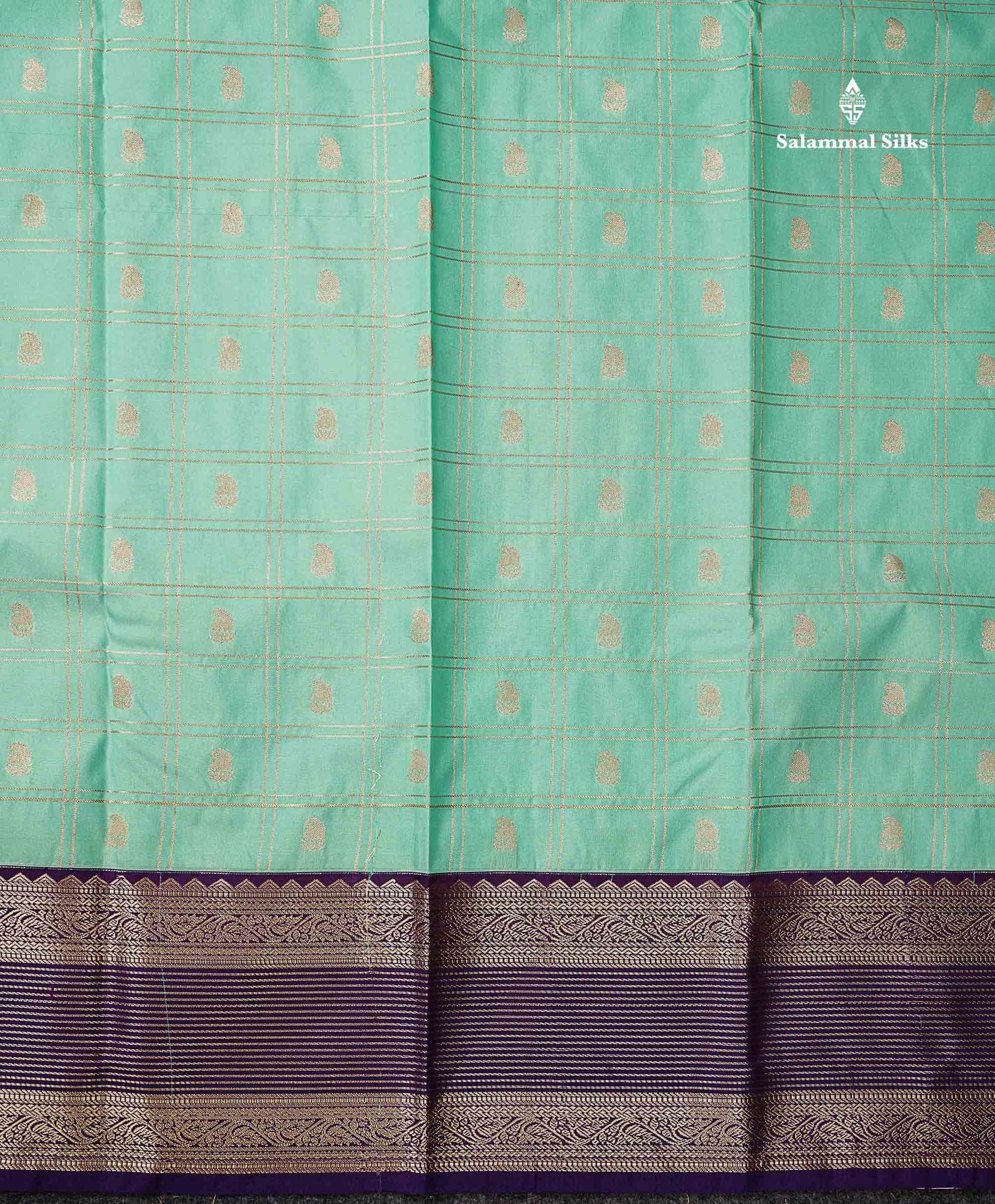 Light Rexona Zari Checks With Mango Butta Semi Silk Saree With Contrast Dark Maroon Traditional Border