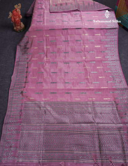 Beautiful Light Pink Semi Raw Silk Saree With Fancy Border