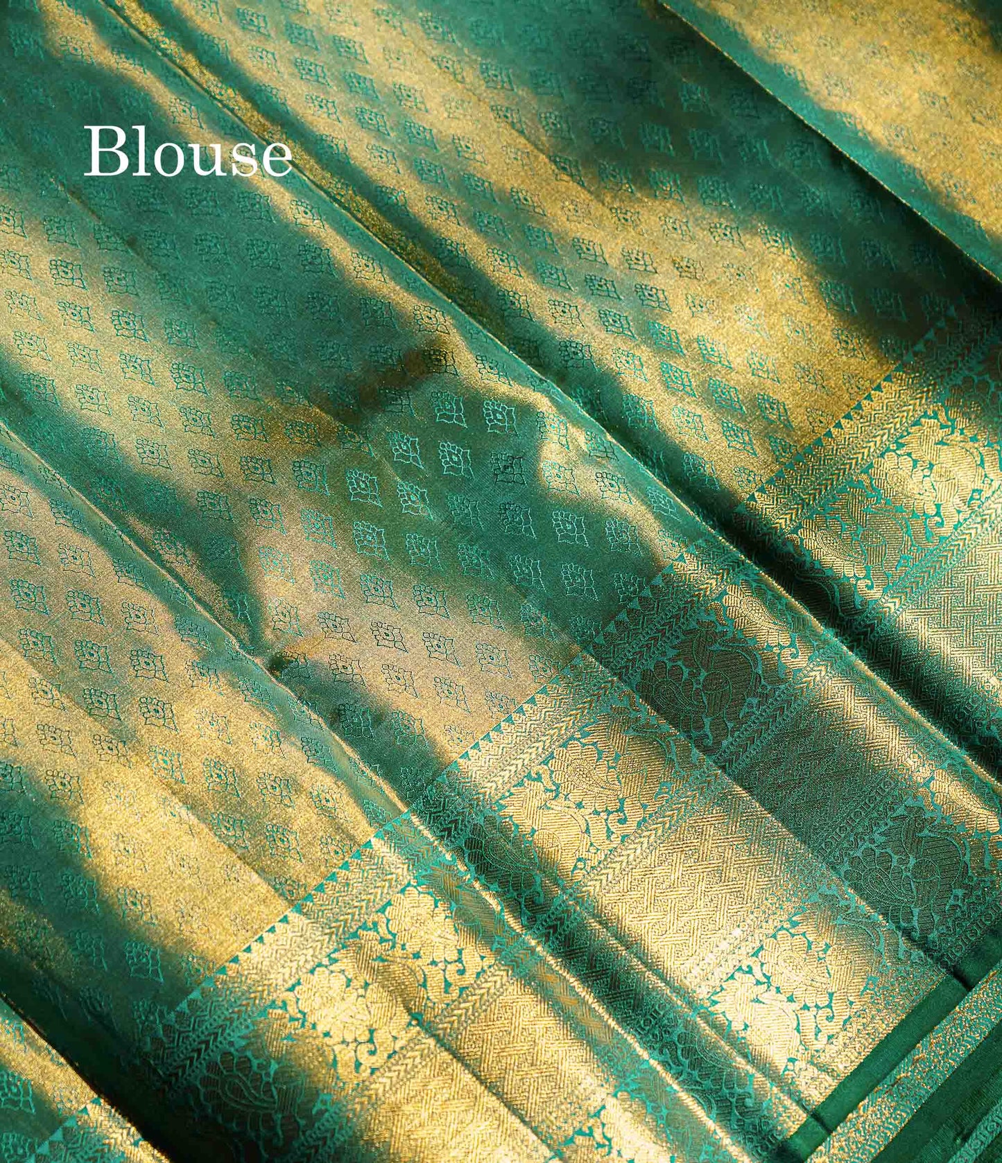 Sapphire Green Meenakari Tissue Bridal Pure Kanjivaram Silk Saree With Self Traditional Border