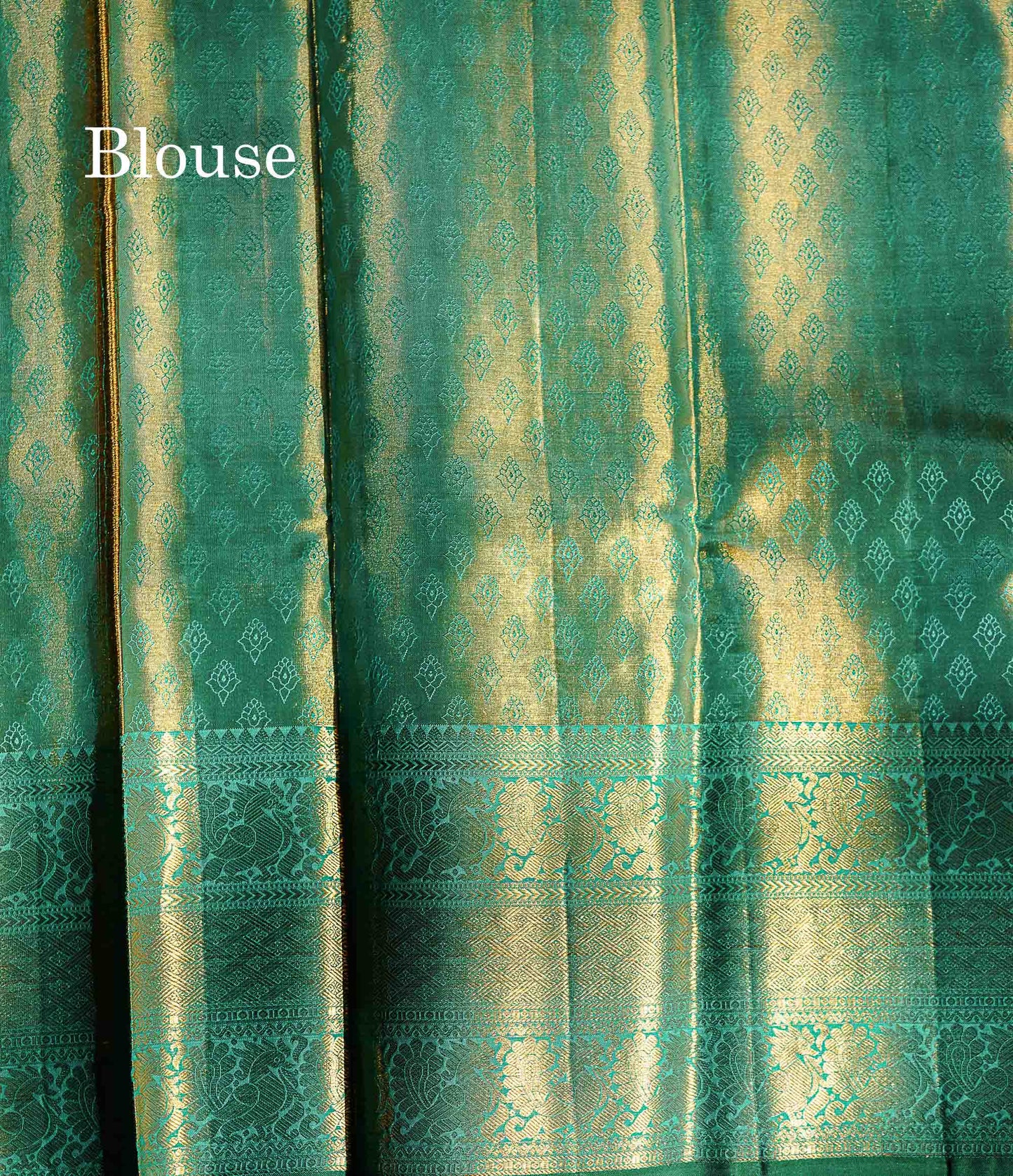 Sapphire Green Meenakari Tissue Bridal Pure Kanjivaram Silk Saree With Self Traditional Border