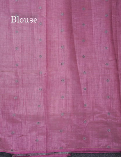 Beautiful Light Pink Semi Raw Silk Saree With Fancy Border