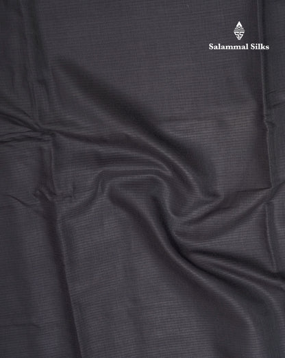 Black Beautiful Horizontal Lines Cotton Mix Fancy Saree With Silver Zari Temple Border