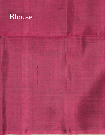 Beautiful Violet Pure Kanjivaram Soft Silk Saree With Contrast Pink Shade Blouse