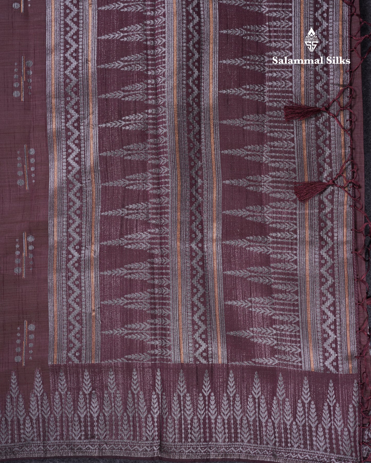 Beautiful Reddish Maroon Semi Raw Silk Saree With Fancy Border