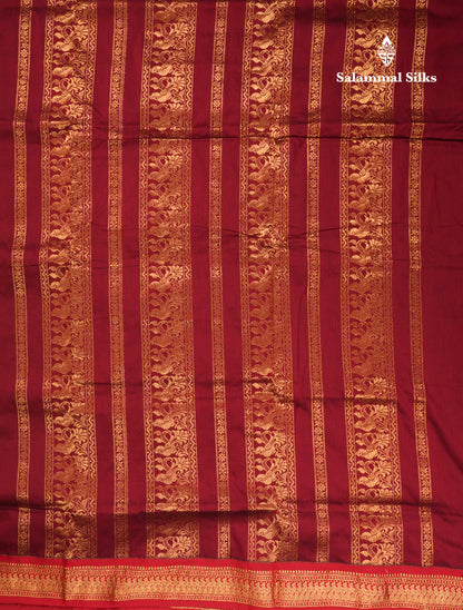 Olive Green Kalyani Cotton Saree With Maroon Border
