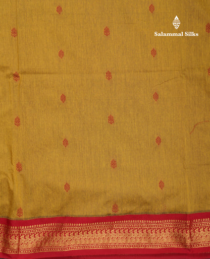 Olive Green Kalyani Cotton Saree With Maroon Border
