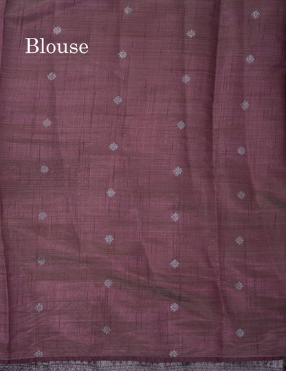 Beautiful Reddish Maroon Semi Raw Silk Saree With Fancy Border
