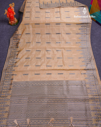 Beautiful Light Pink Semi Raw Silk Saree With Fancy Border