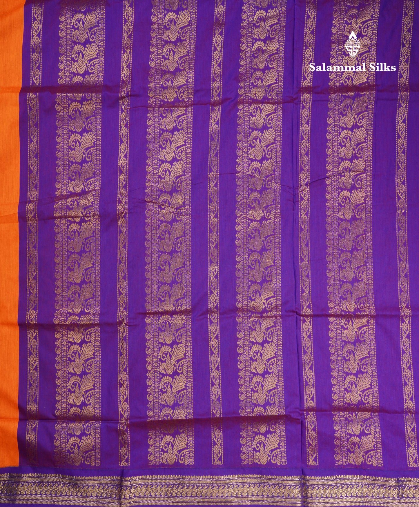 Mango Yellow Kalyani Cotton Saree With Violet Border