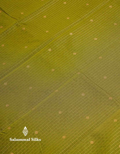 Beautiful Bottle Green Checks And Small Buttas Semi Silk Saree With Baby Pink Traditional Double Border
